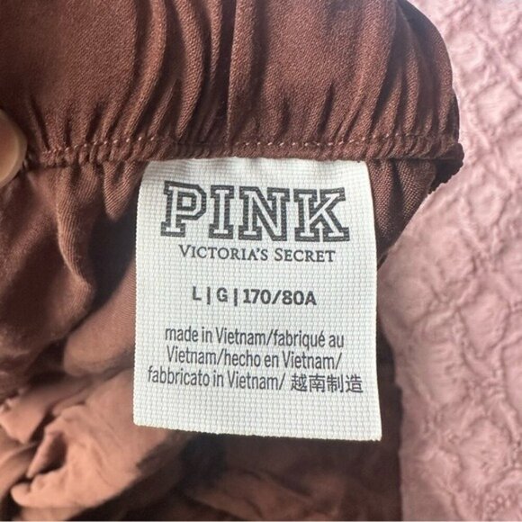 VS PINK Parachute Cargo Pants L Brown Satin Y2K Utilitycore Streetwear Baddie - Picture 11 of 12